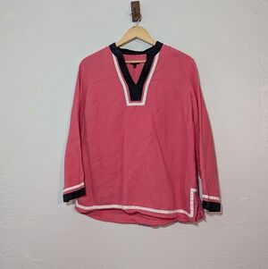 Women's Linen Pink Tunic Top Coastal Spring Colorful Lightweight Beach Casual M